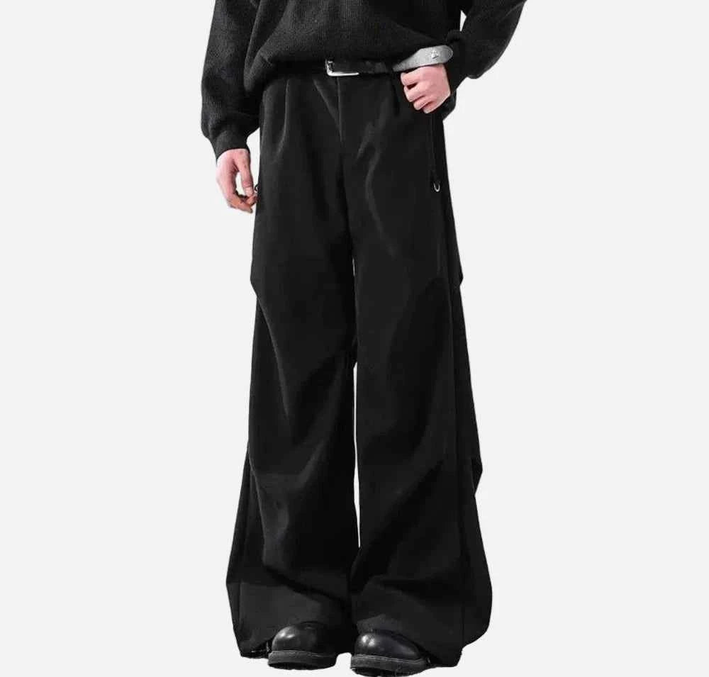 Classic Micro Flared Pleated Casual Pants