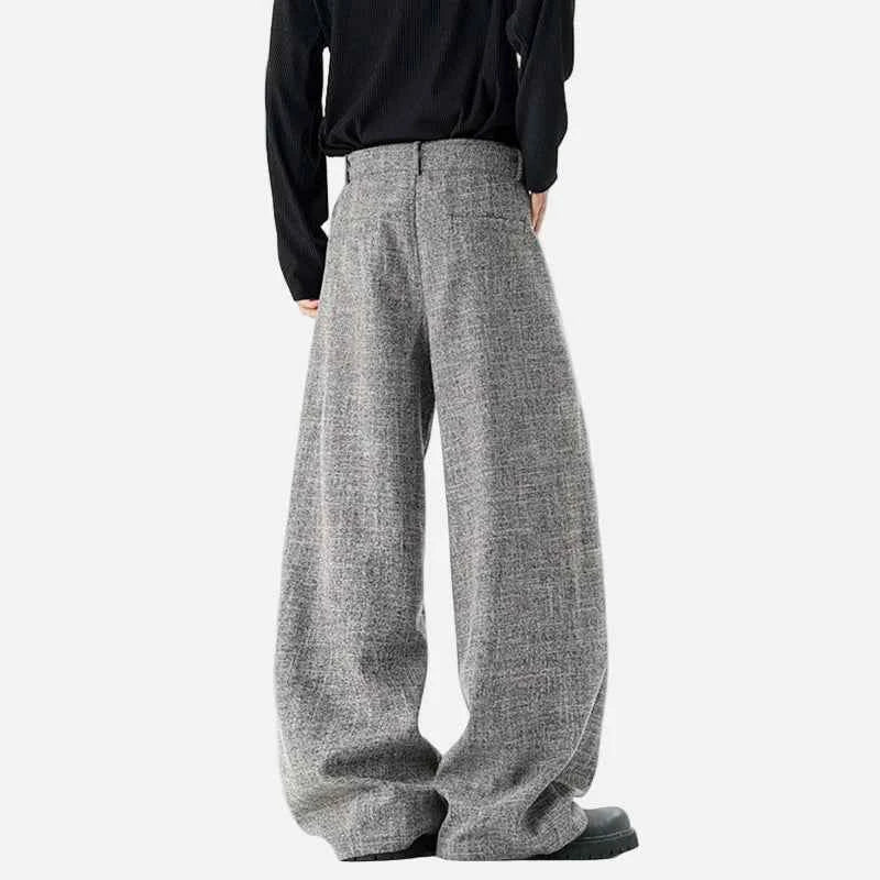 Classic Korean Style Belt Design Suit Pants