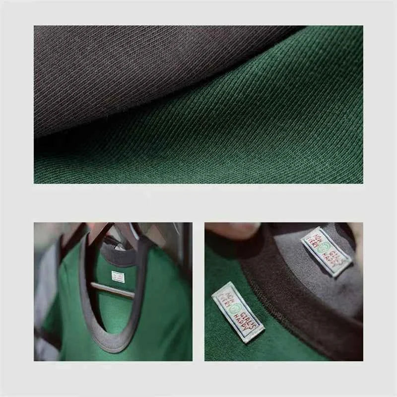 Contrasting Color Slim O-Neck T-Shirt