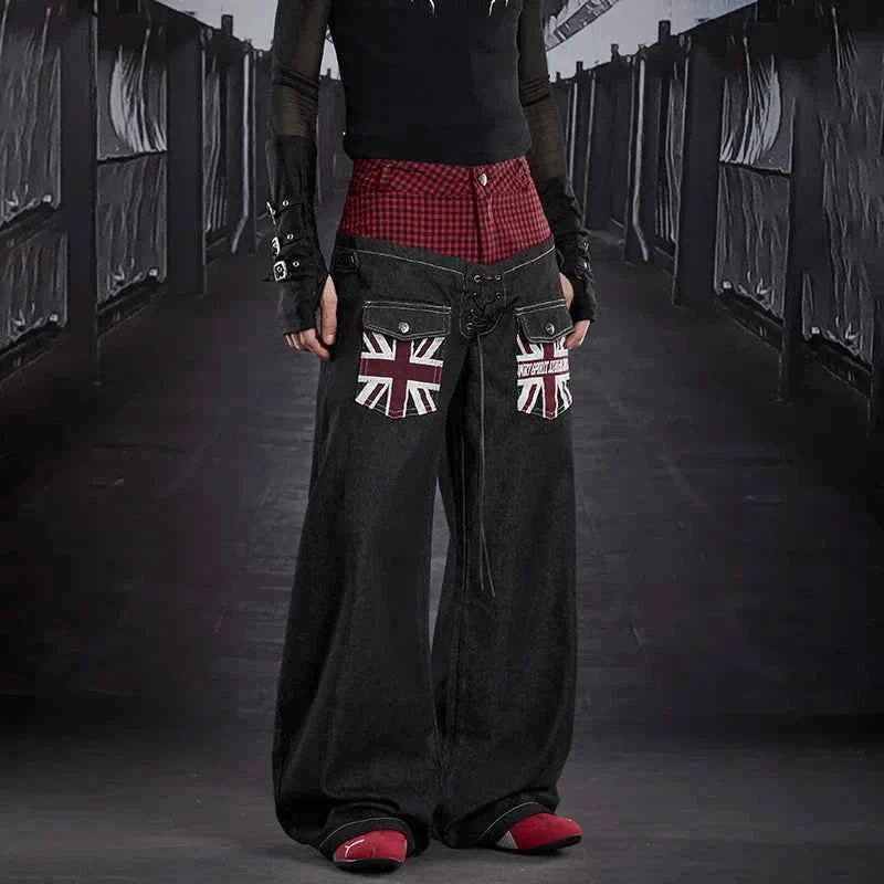 Marled New Double Layer Splicing Jeans