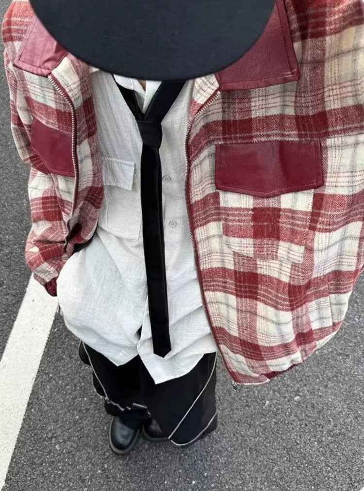 Patchwork Japanese Style Leather Jacket
