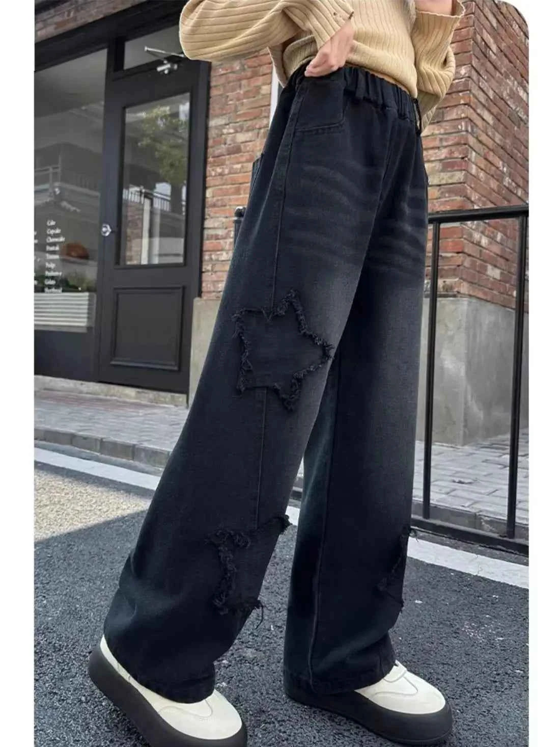 Straight & Sleek Black High Waist Wide Leg Jeans