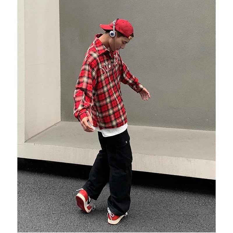 Investment Piece Retro Plaid Hip Hop Long Sleeve Shirt