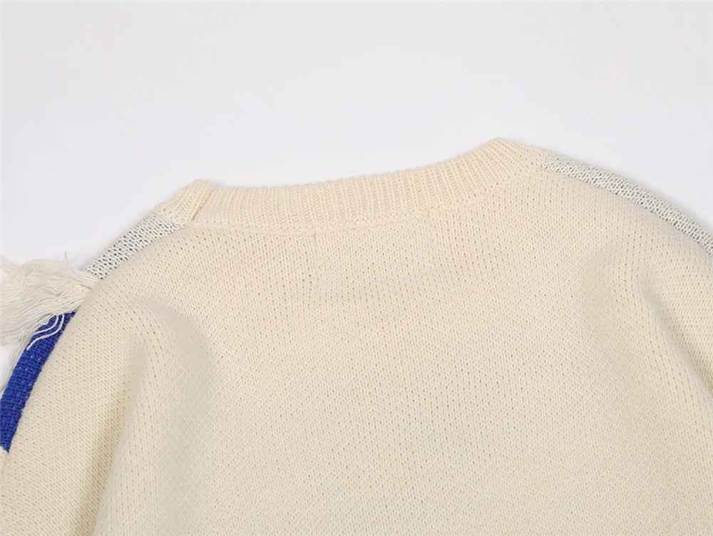 Y2K Easy Care Distressed Patchwork Knit Sweater