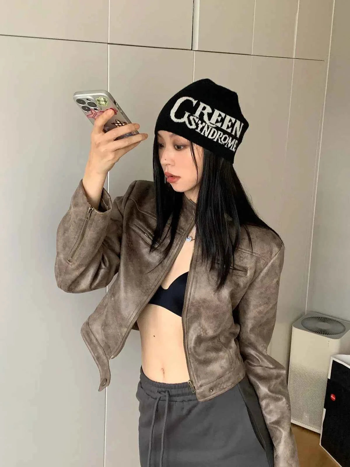 Streetwear Chic Korean Style Leather Motorcycle Jacket