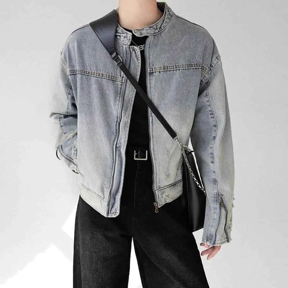 Streetwear Solid Color Long Sleeved Denim Jacket