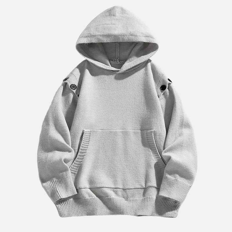 Stylish Hip Hop Button Design Knit Hoodie