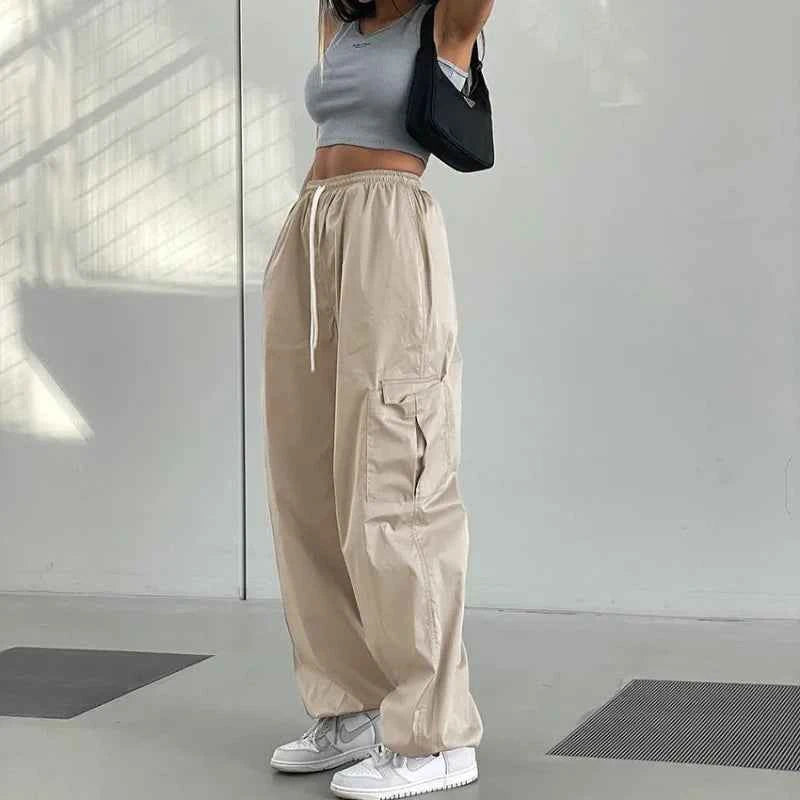 Vintage High Waist Wide Leg Cargo Pants