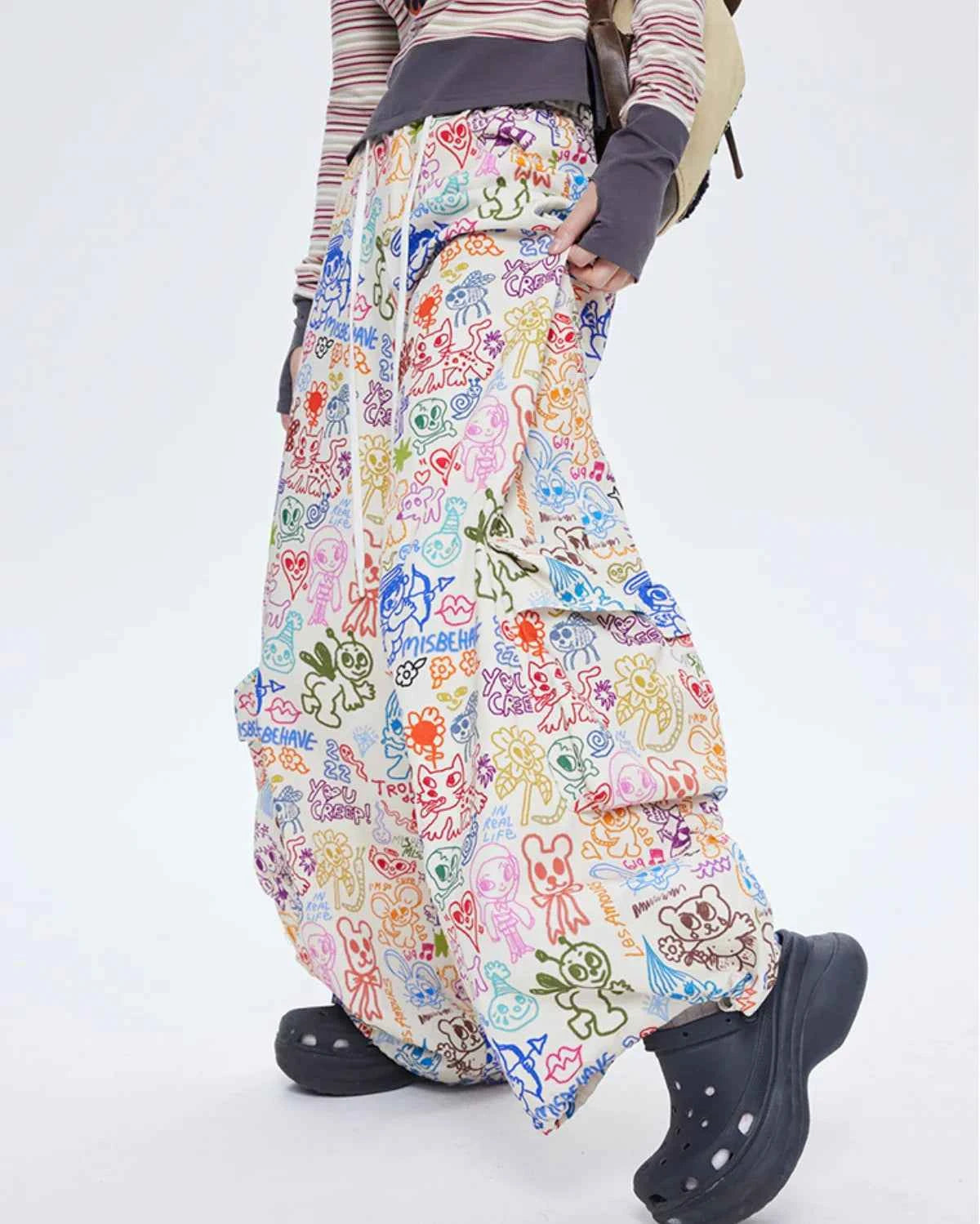 Colorful Hip Hop Cargo Wide Pants