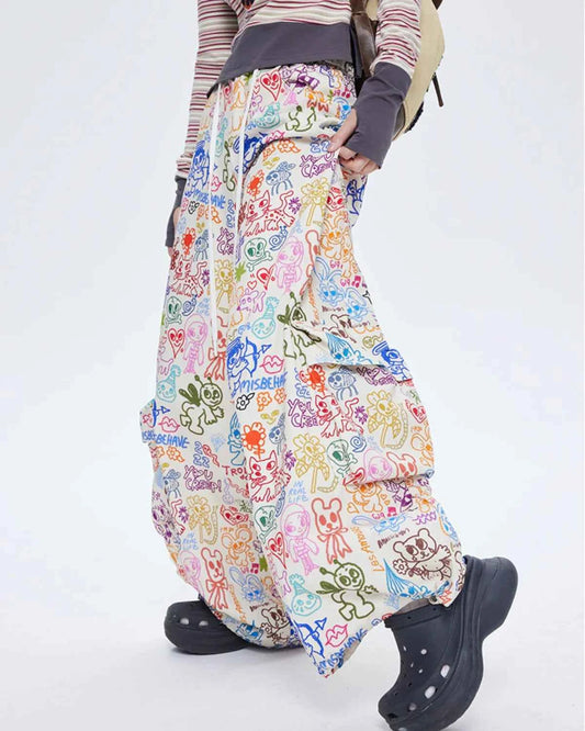 Colorful Hip Hop Cargo Wide Pants