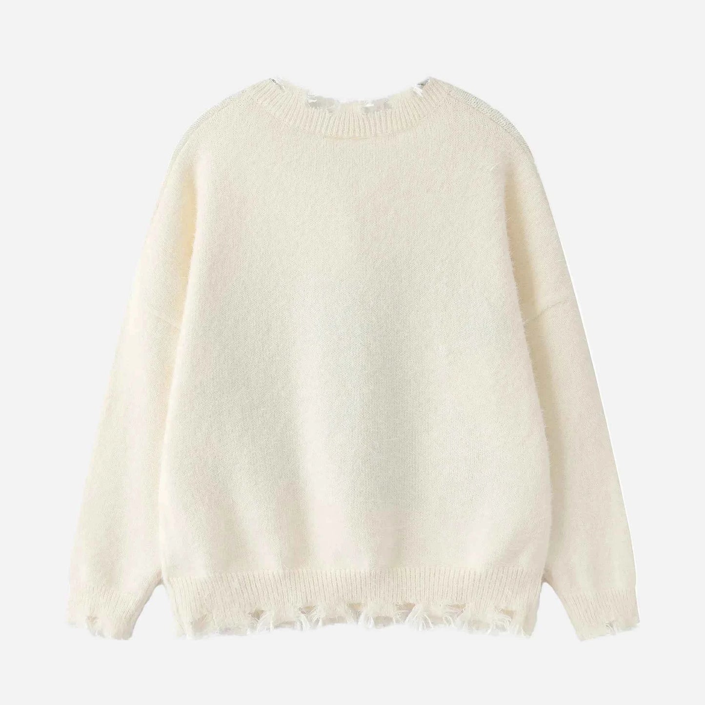Cozy Aesthetic Distressed Knit Sweater