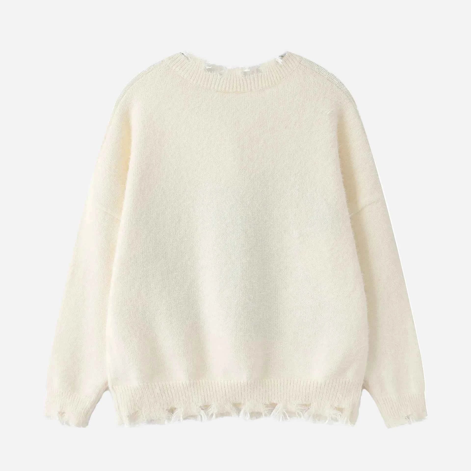 Cozy Aesthetic Distressed Knit Sweater