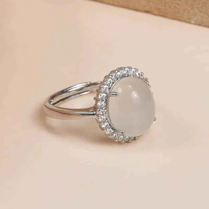 White Opal Geometric Retro Ring
