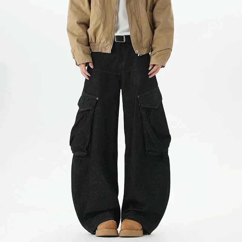 Streetwear High-Street Wide Leg Cargo Jeans