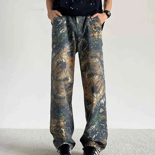 Streetwear Vintage Retro Hip Hop Patterned Jeans
