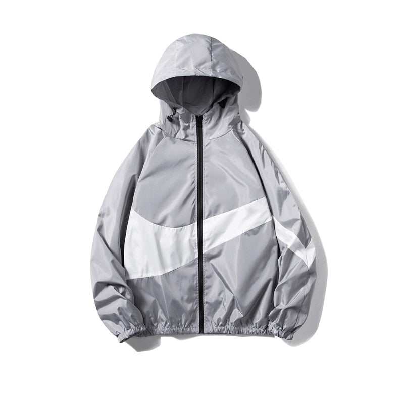 Horizontal Broad Stripe Zipper Hoodie
