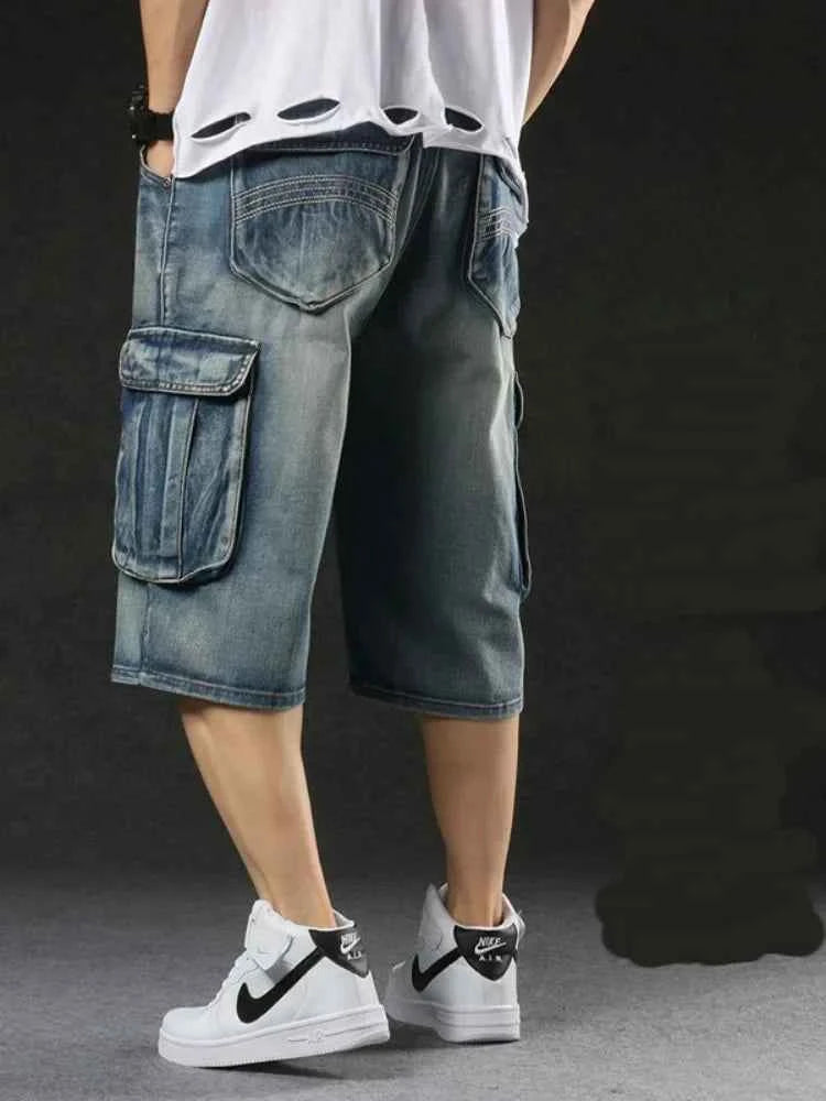 Stylish Loose Baggy Cargo Denim Short