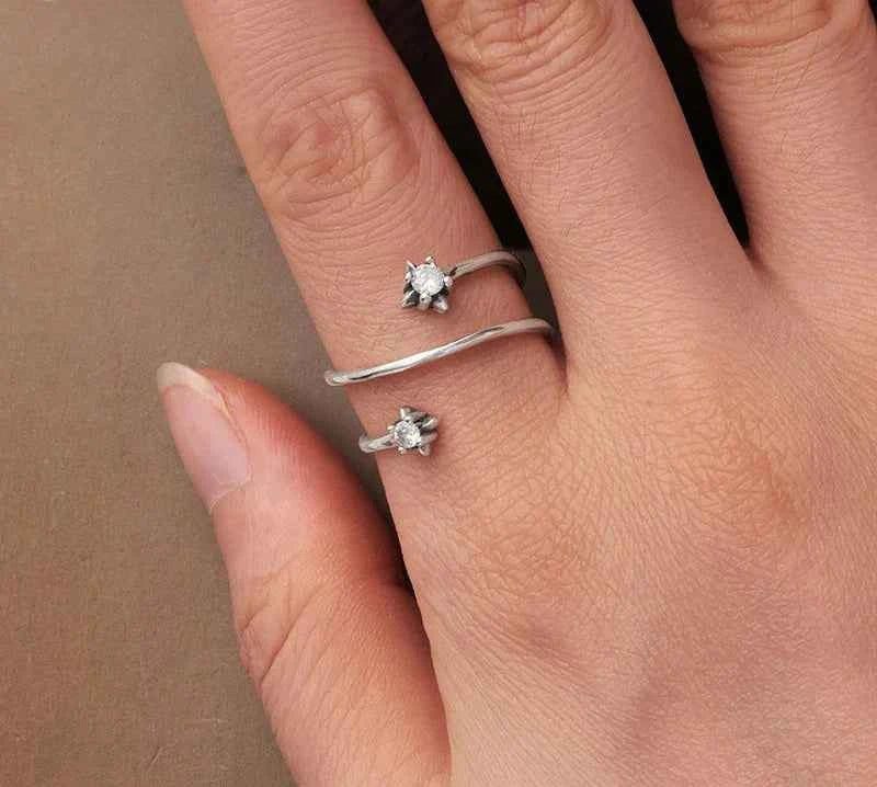 Minimalist Adjustable Sterling Silver Star Ring