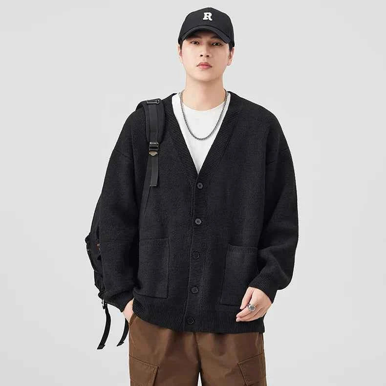 Premium Hip Hop Knitted V-Neck Cardigan