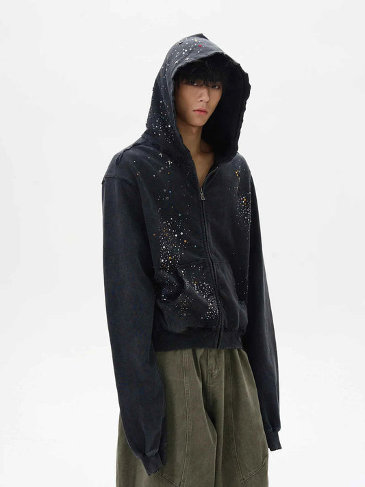 Trendy High-End Diamond Zipper Sweatshirt