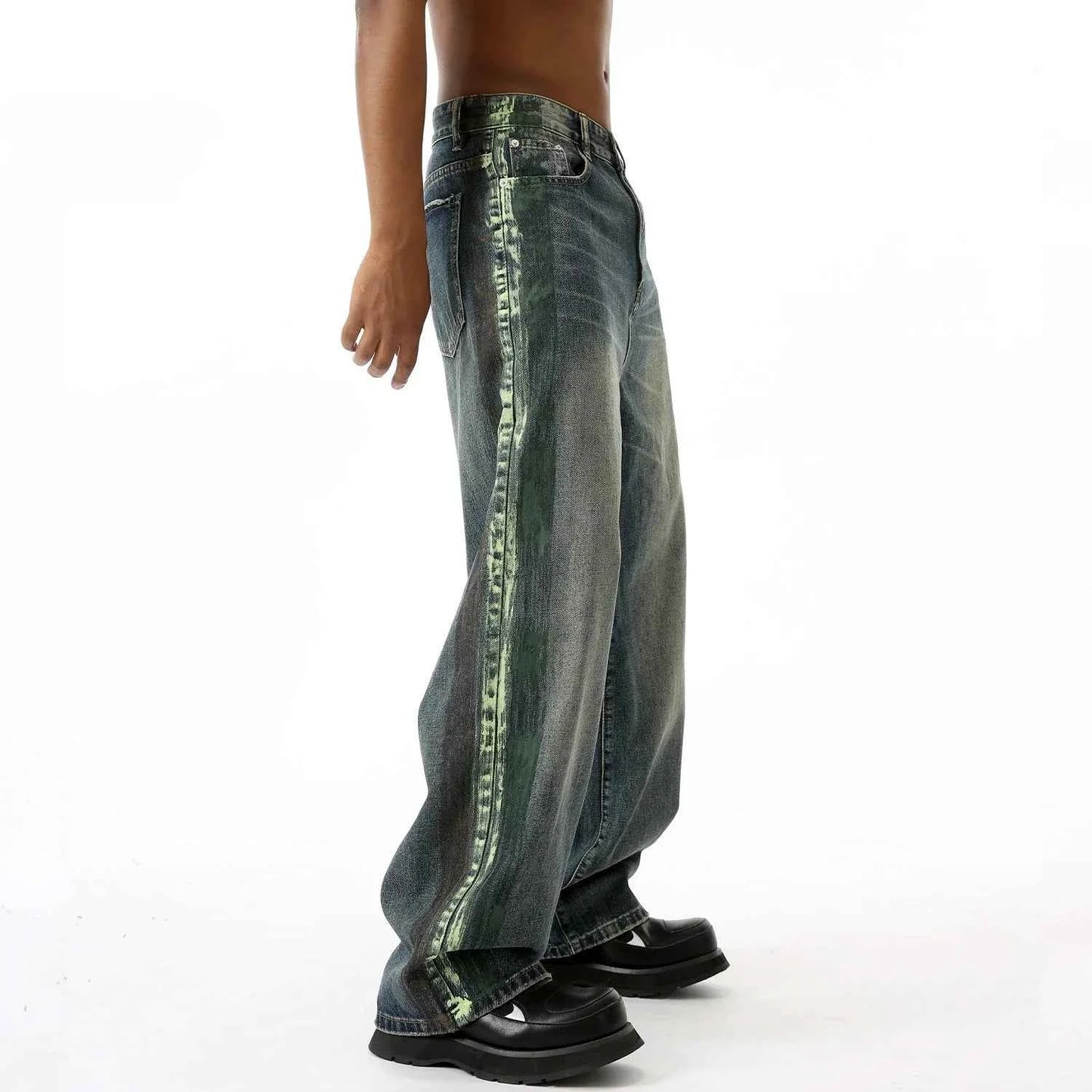 Retro Streetwear Striped Baggy Hip Hop Jeans