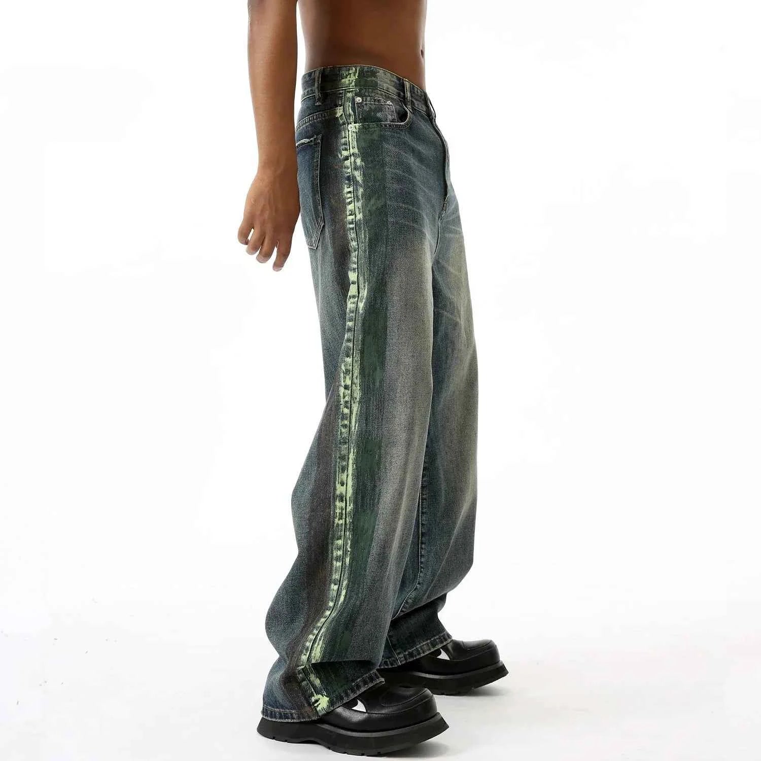 Retro Streetwear Striped Baggy Hip Hop Jeans