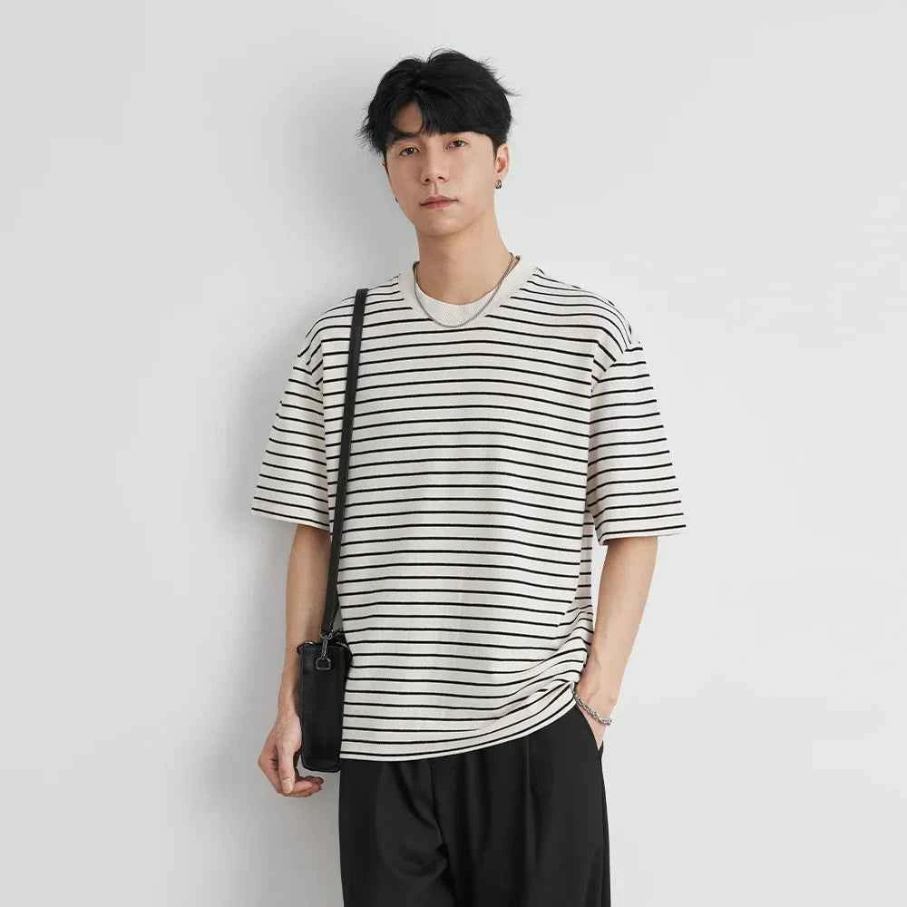 Y2k Men's Cool Comfortable Striped Short Sleeve T-Shirt