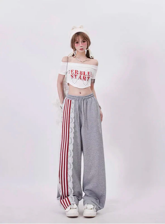 Essential High Waist Drawstring Straight Leg Sweatpants - Luxuryurbanwear