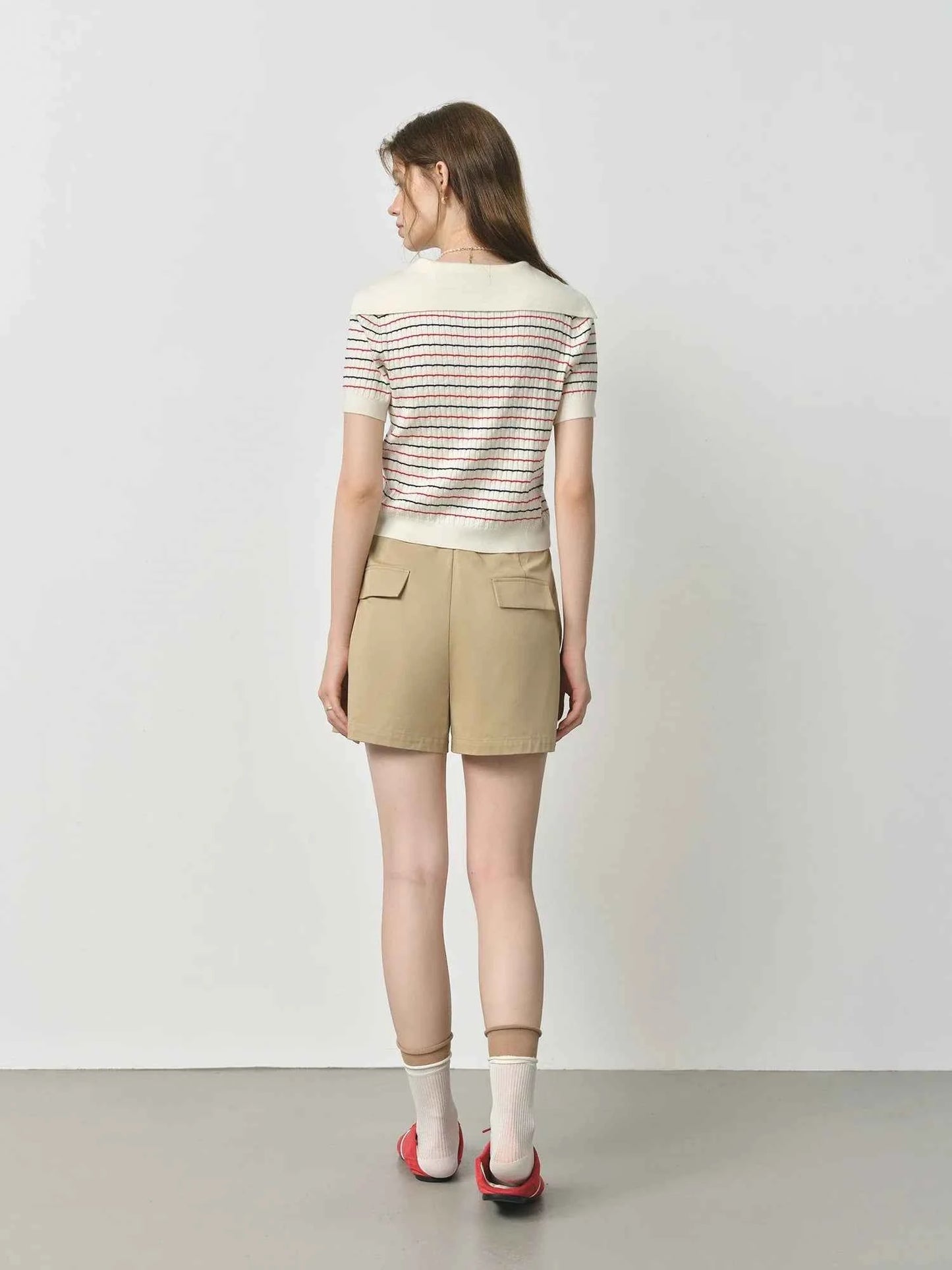 Streetwear Navy Striped Energetic Summer Knit T-Shirt