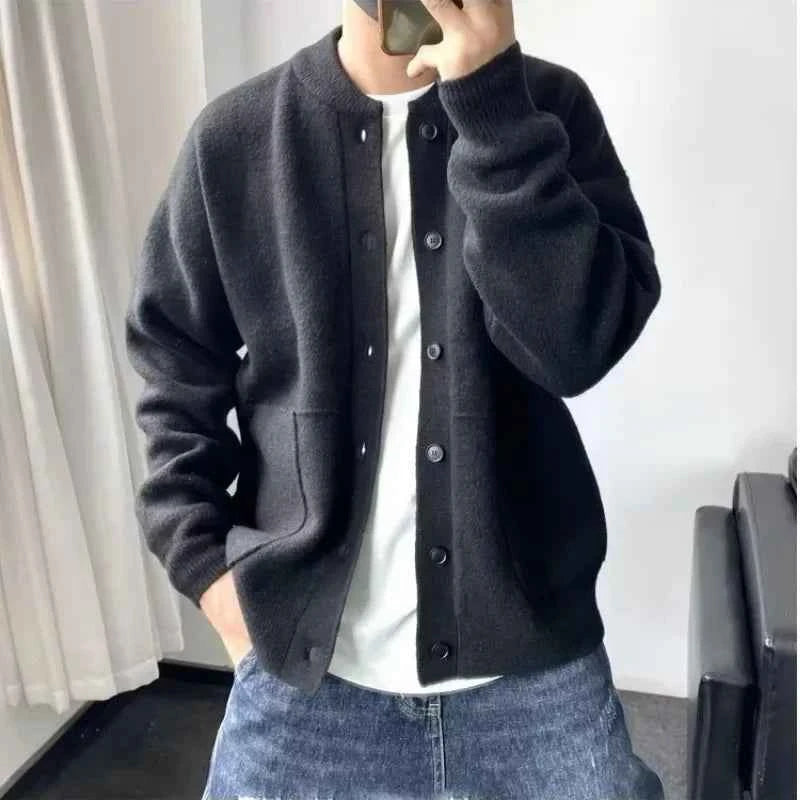 Y2K Knitted Solid Color Button-Up Cardigan