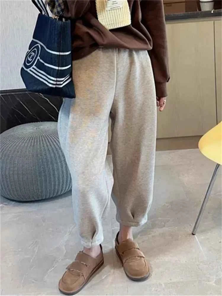 Casual Chic High Waisted Baggy Fleece Sweatpants