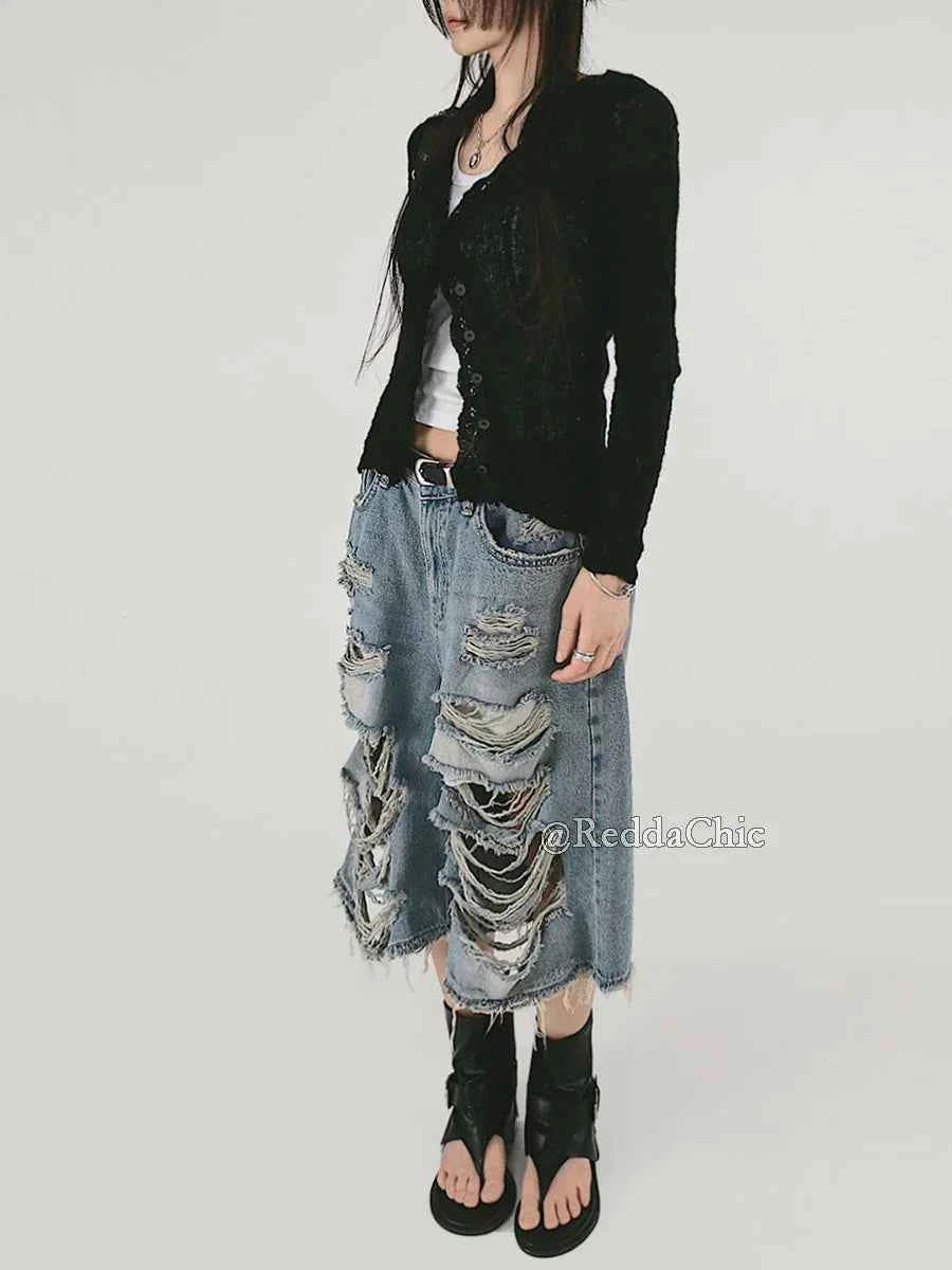 Hip Hop Elevated Vintage Blue Denim Jorts