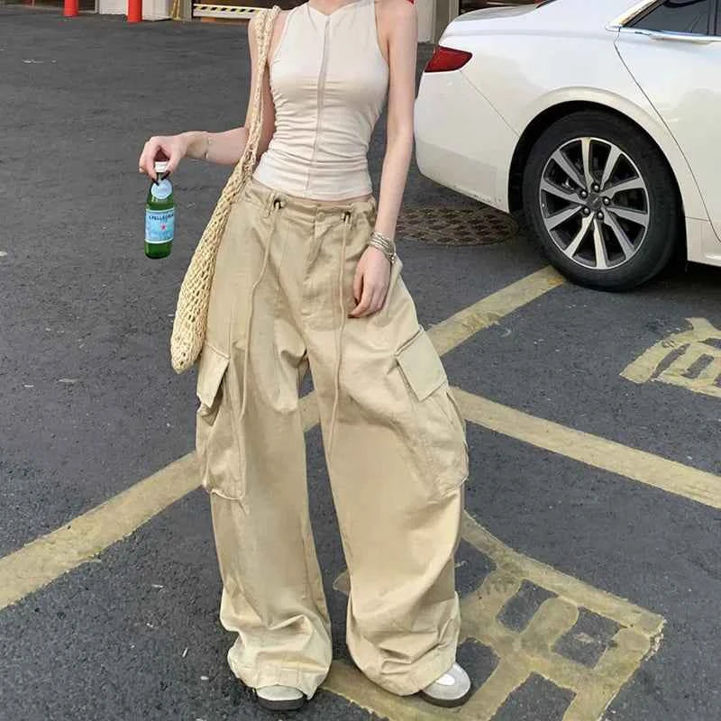 Adjustable Waist Baggy Cargo Pants