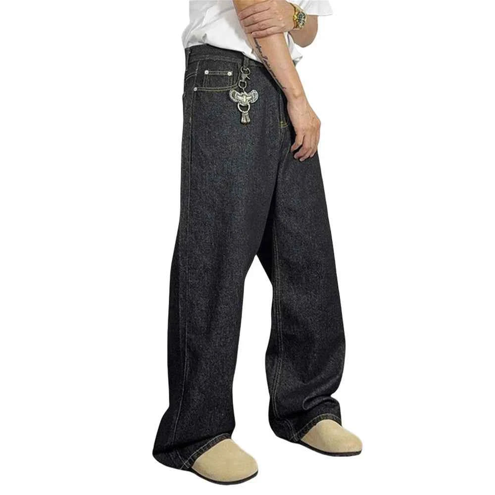 Durable Y2K Washed Raw Denim Wide Leg Jeans