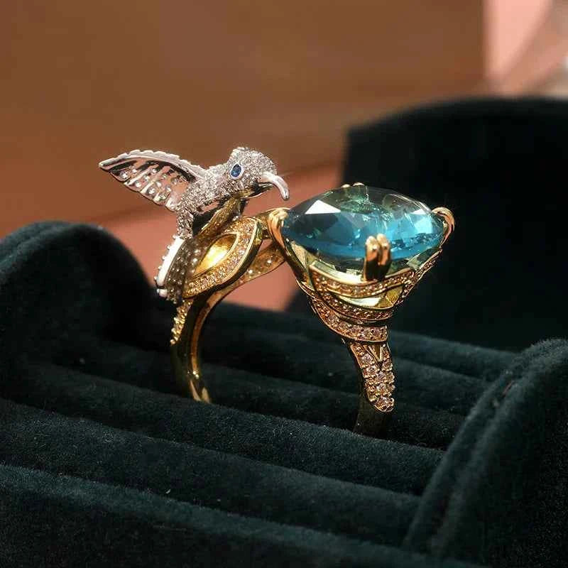 Luxury Metal Carving Bird Ring
