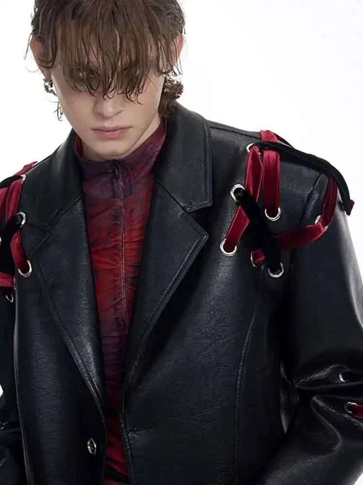 Everyday Essential Ribbon Design Leather Jacket