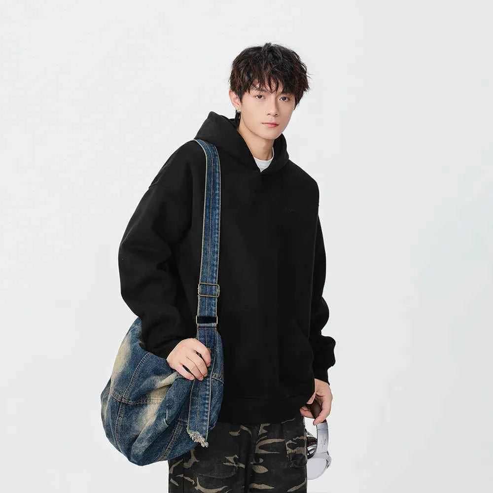 Minimalist Embroidered Logo Casual Hoodie