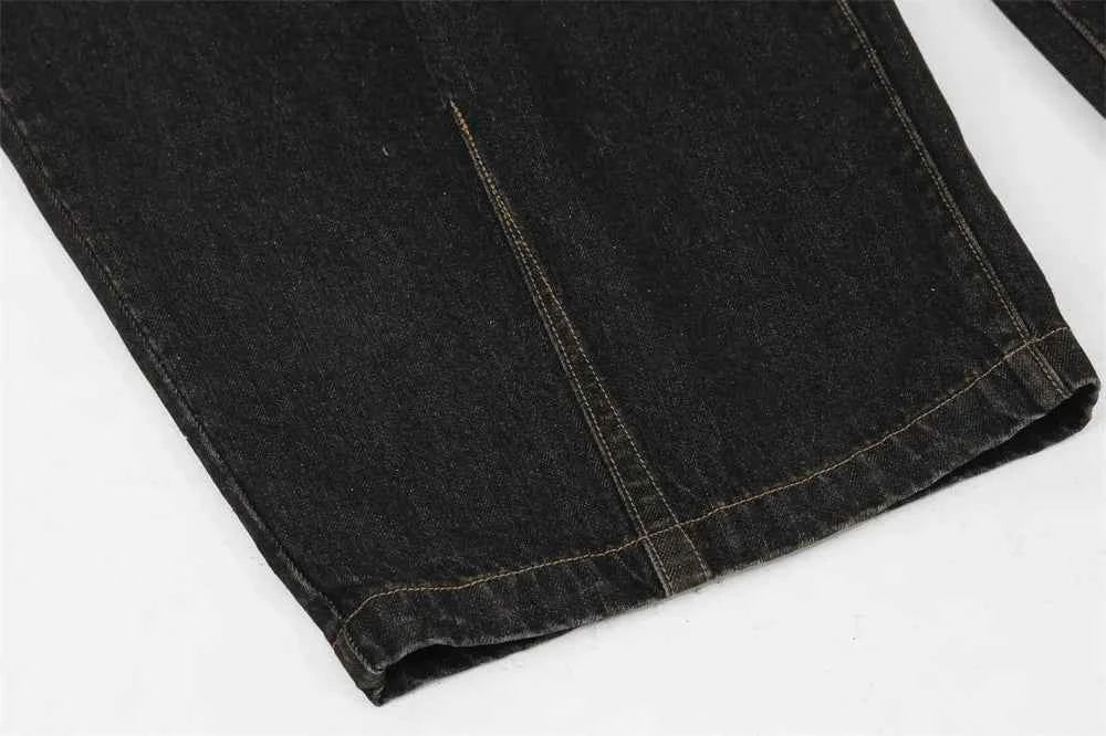 Gothing Dark Wash Patchwork Wide Leg Jeans