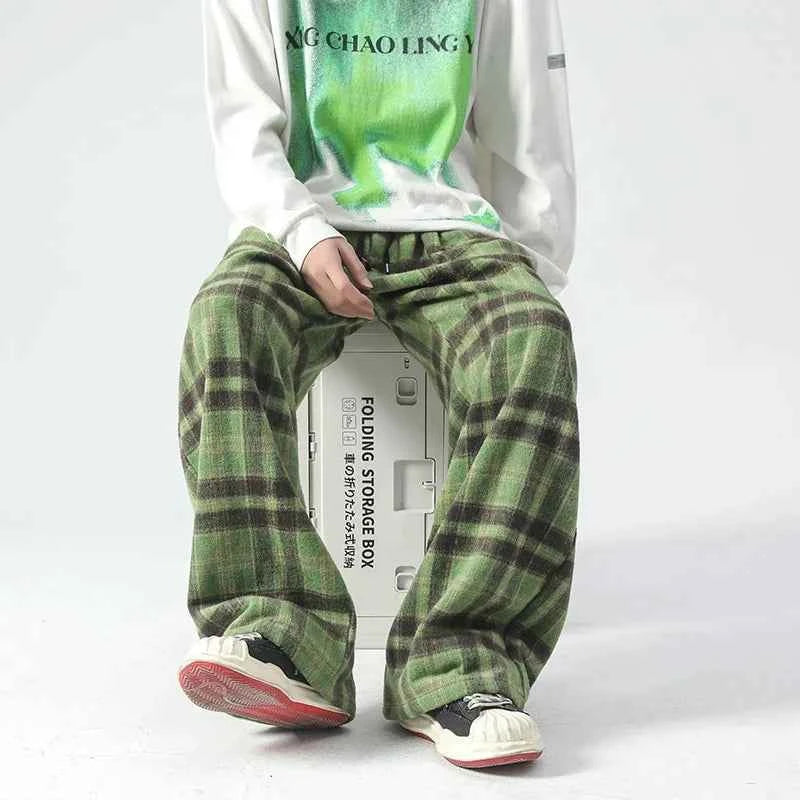 Autumn Fashionable Plaid Wide Leg Sweatpants