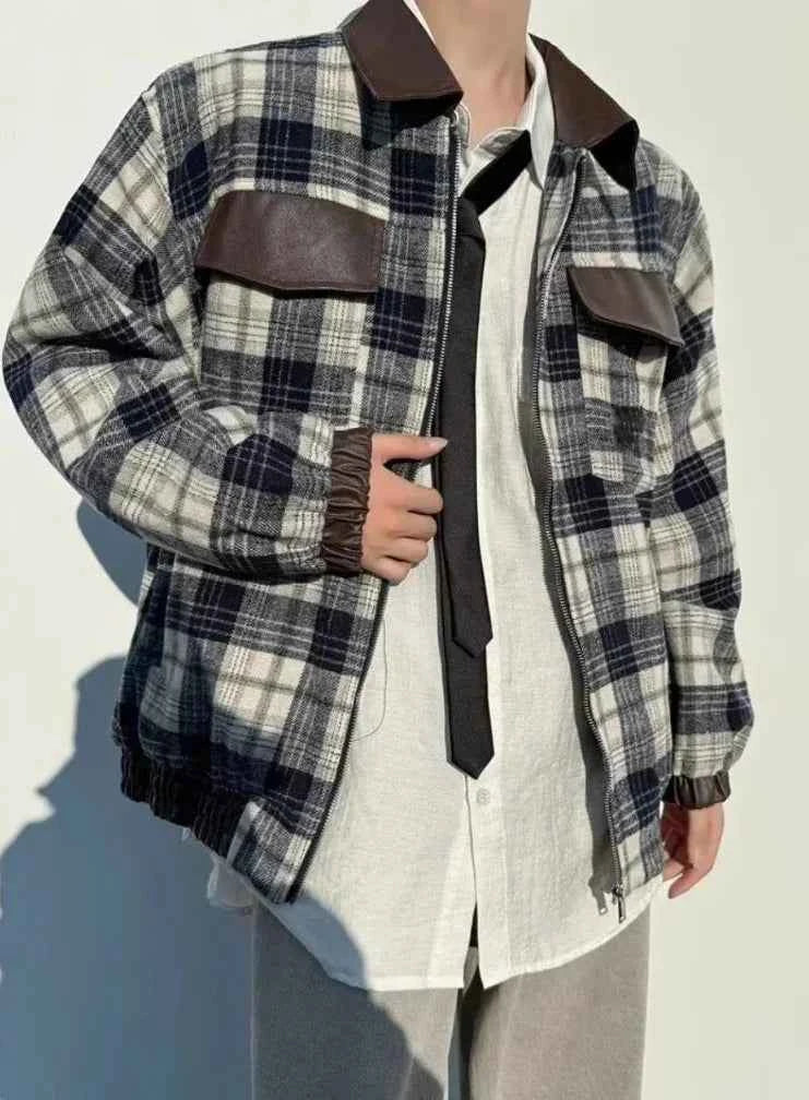 Patchwork Japanese Style Leather Jacket