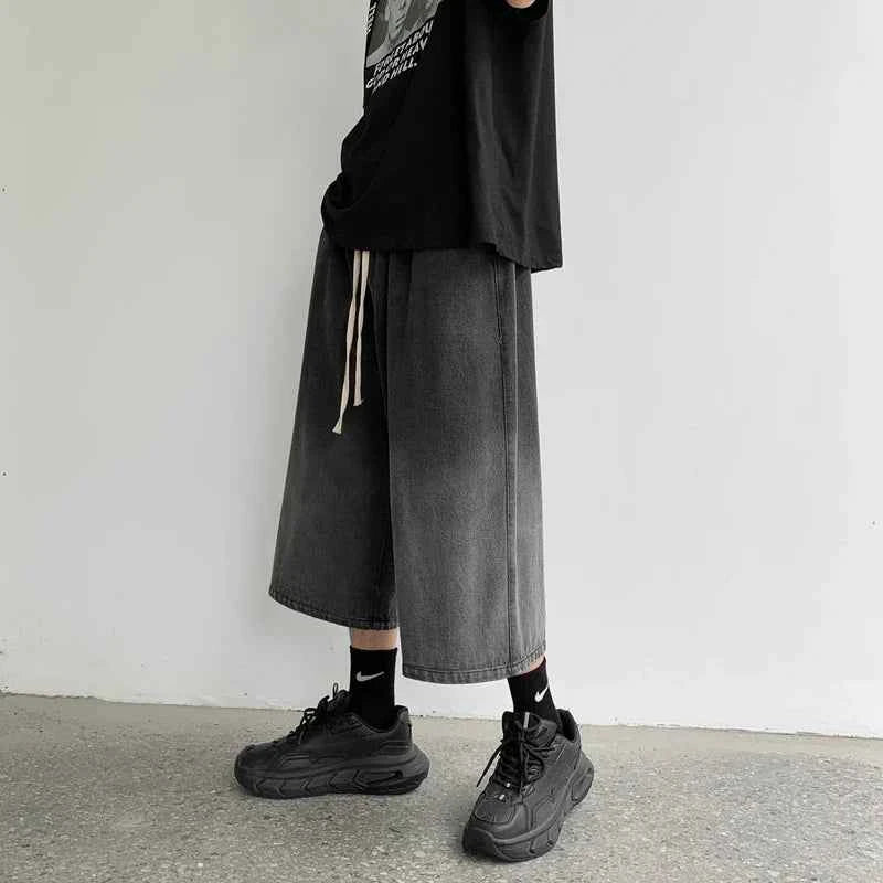 Men's Streetwear Gradient Calf-Length Denim Jorts