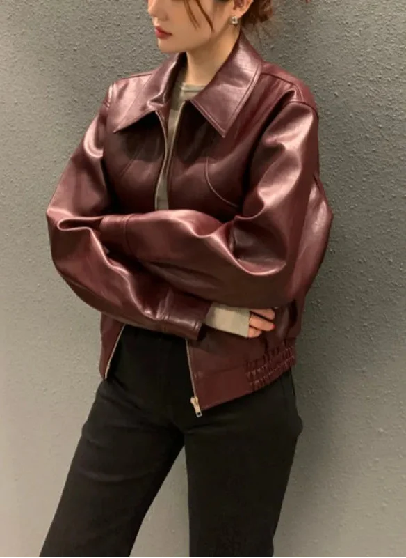 Women Vintage Retro Hip Hop Leather Jacket - Luxuryurbanwear