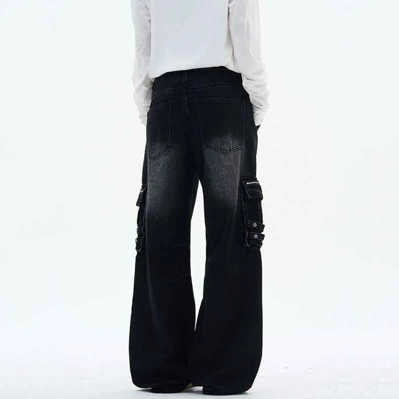 Functional Multi-Pocket Straight Leg Denim Jeans
