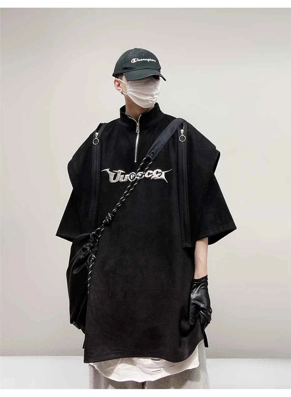 Men's Vintage Punk Zipper Polo T-Shirt