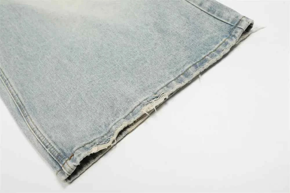Streetwear Retro Distressed Washed Wide Leg Jorts