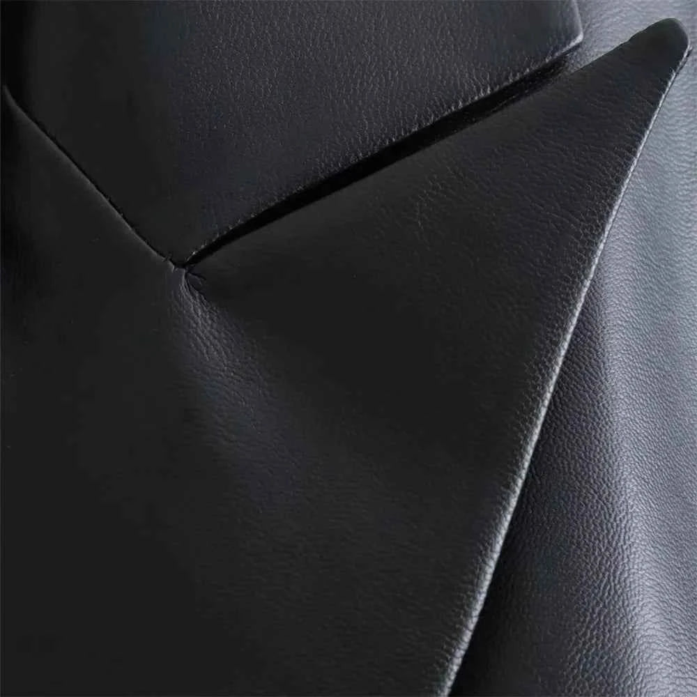 Trendy European Style Classic Suit Leather Coat
