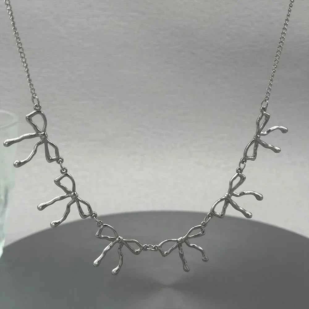 Stainless Steel Coquette Bowknot Necklace