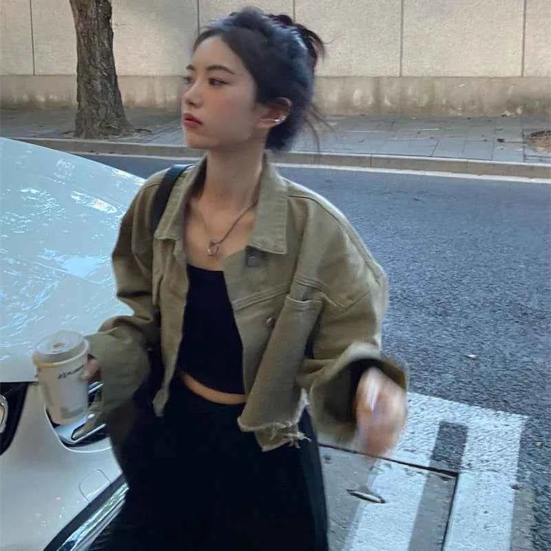 Women Cool Chic Cropped Denim Jacket