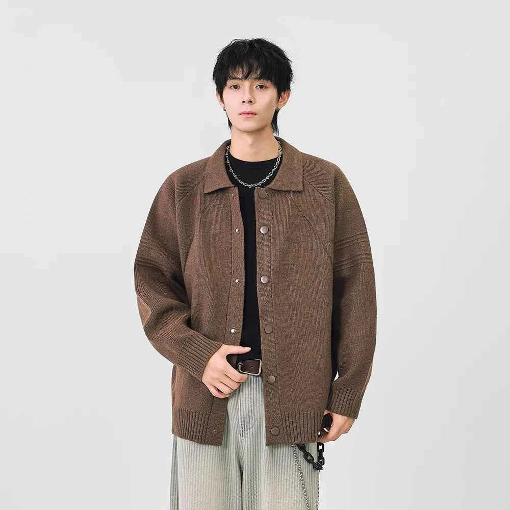 Versatile Solid Color Button Front Knitted Cardigan