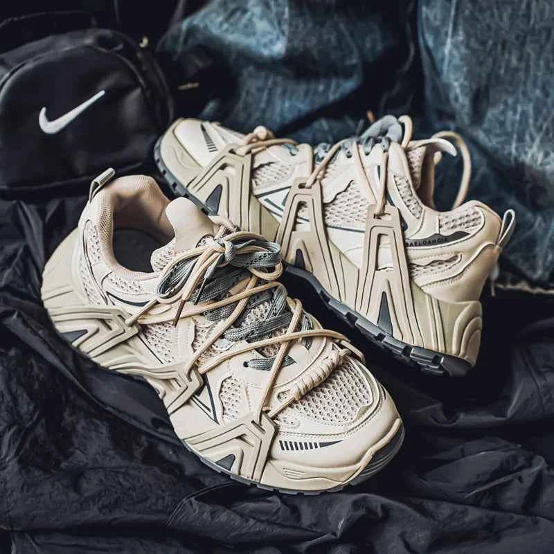 Breathable Thick Lace-Up Splicing Mixed Color Sneakers